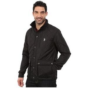US Polo Assn Mens Quilted Puffer Jacket Coat Black Small Zip Up Lightweight Pony
